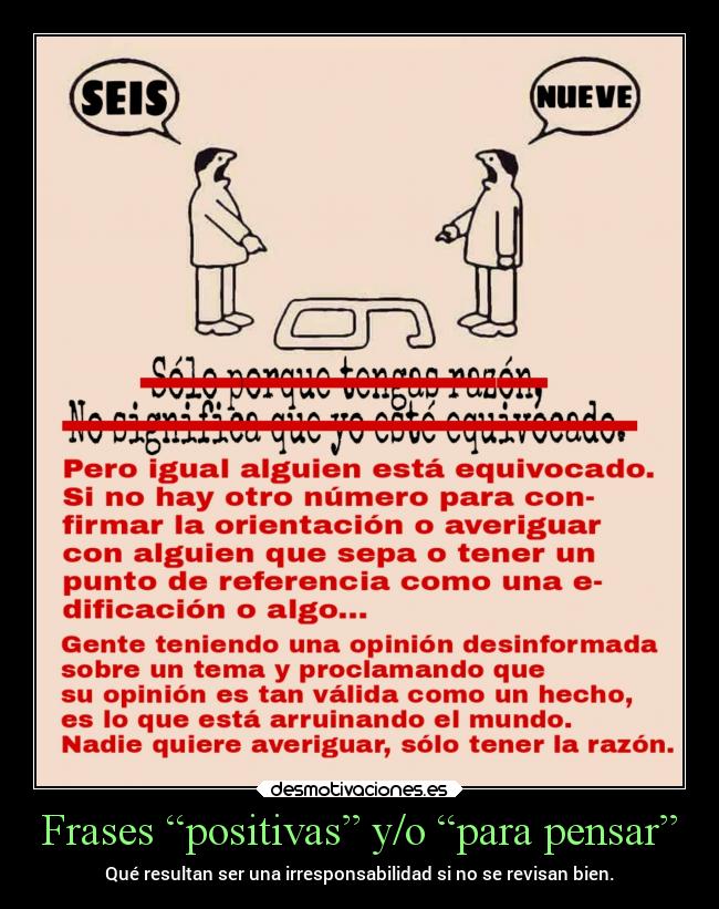 Frases “positivas” y/o “para pensar” - Qué resultan ser una irresponsabilidad si no se revisan bien.