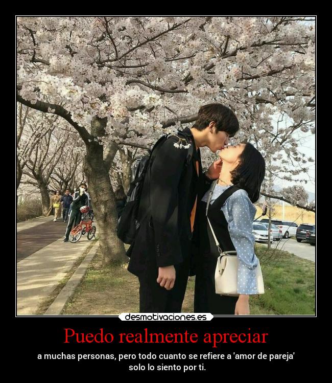 Puedo realmente apreciar - a muchas personas, pero todo cuanto se refiere a amor de pareja
 solo lo siento por ti.