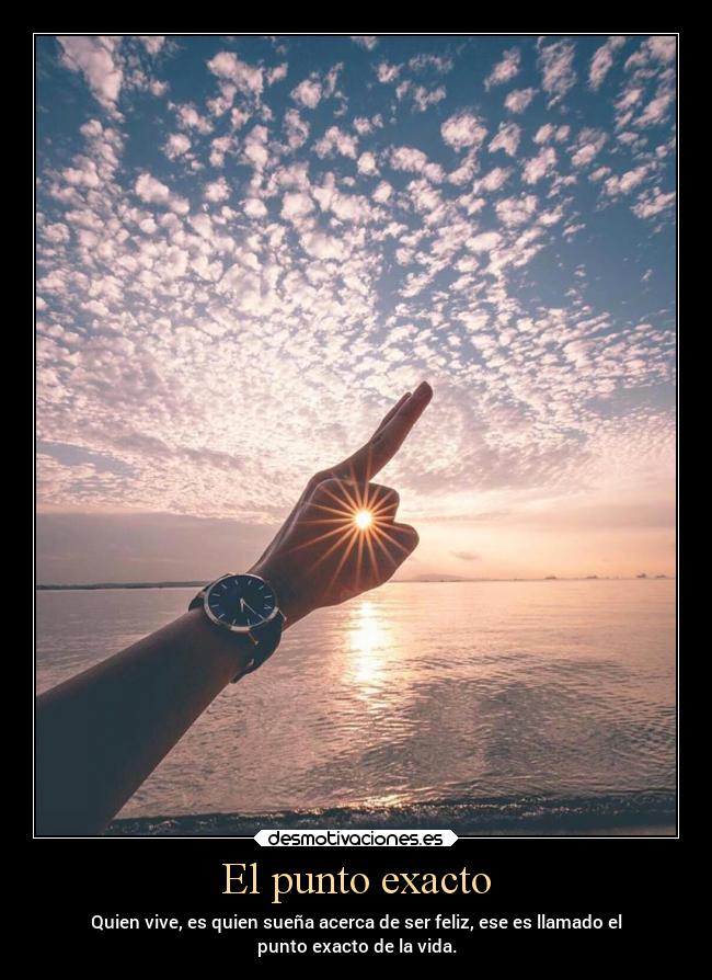 El punto exacto - Quien vive, es quien sueña acerca de ser feliz, ese es llamado el
punto exacto de la vida.