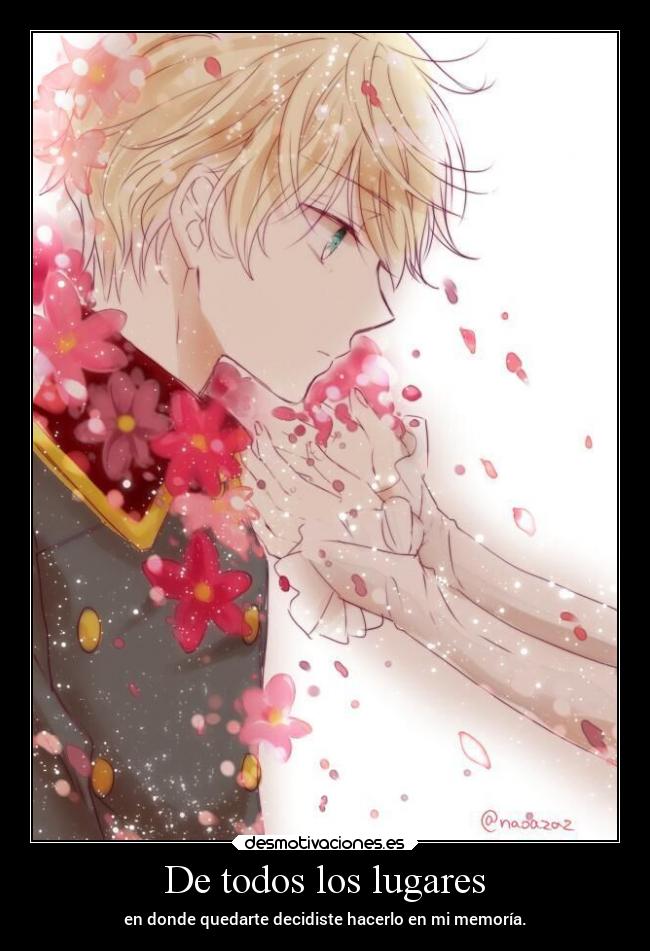 De todos los lugares - en donde quedarte decidiste hacerlo en mi memoría.