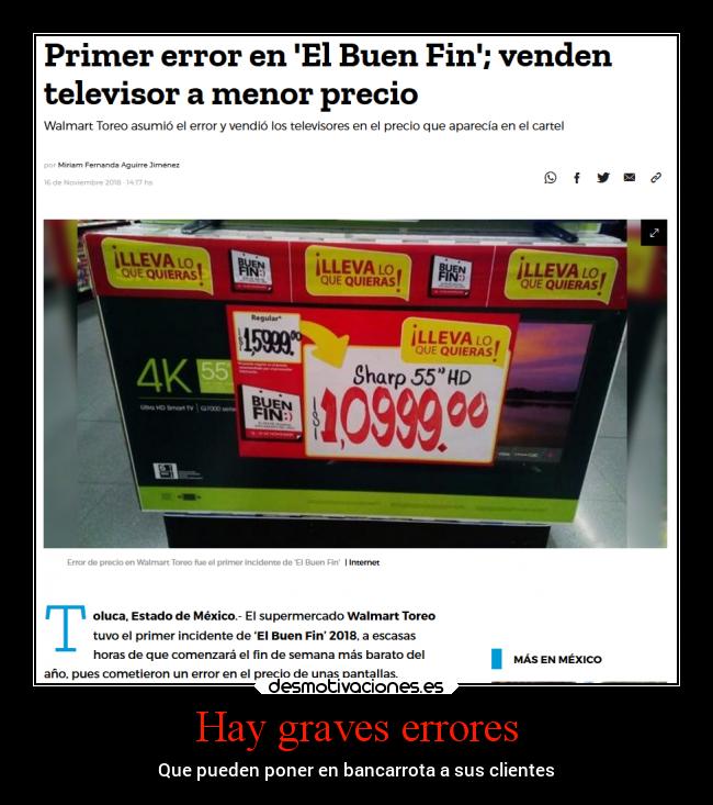 Hay graves errores - Que pueden poner en bancarrota a sus clientes