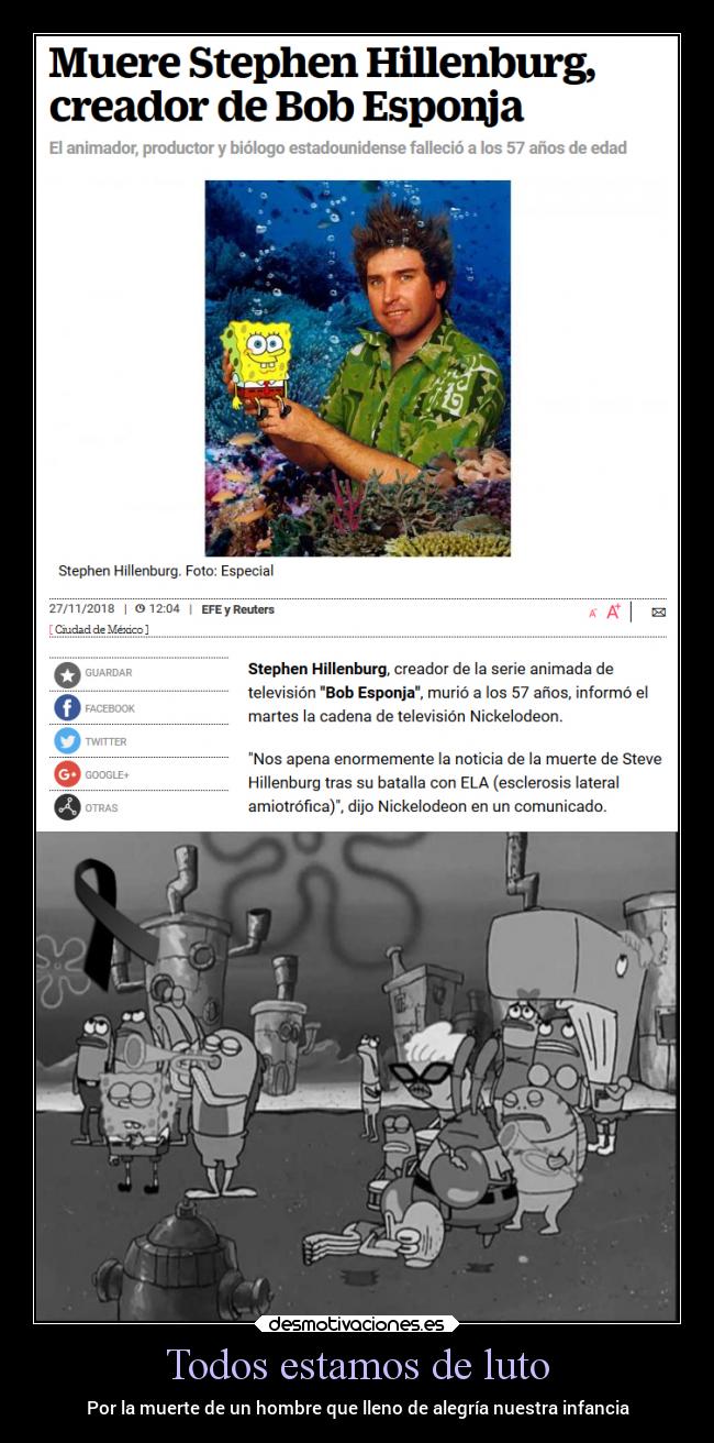 Todos estamos de luto - Por la muerte de un hombre que lleno de alegría nuestra infancia