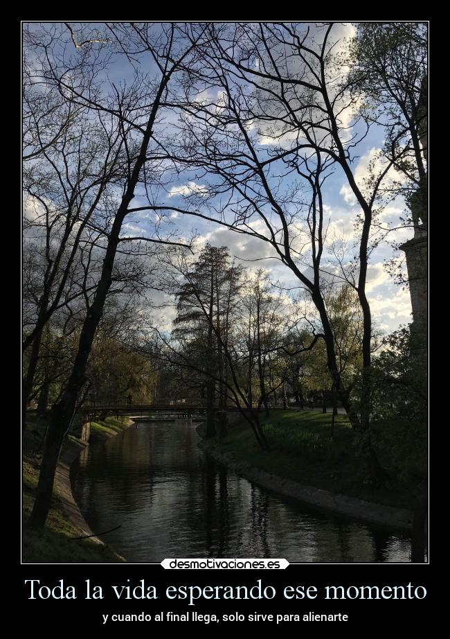 Toda la vida esperando ese momento - y cuando al final llega, solo sirve para alienarte