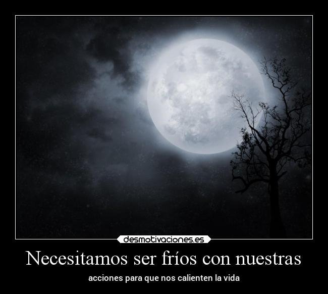 Necesitamos ser fríos con nuestras - acciones para que nos calienten la vida
