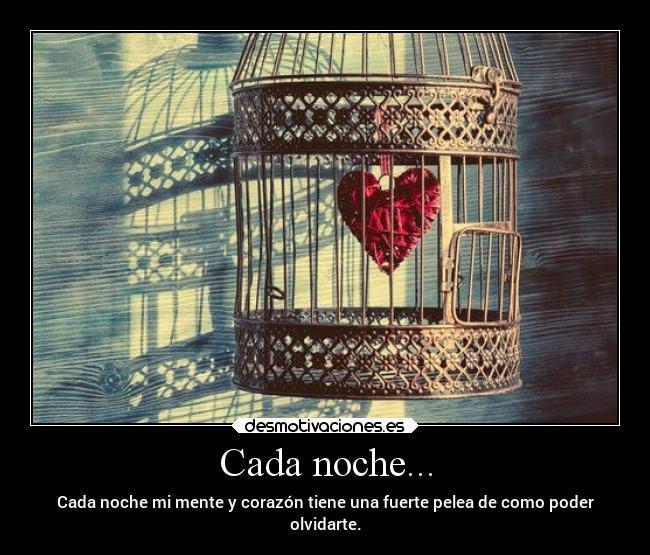 Cada noche... - Cada noche mi mente y corazón tiene una fuerte pelea de como poder
olvidarte.