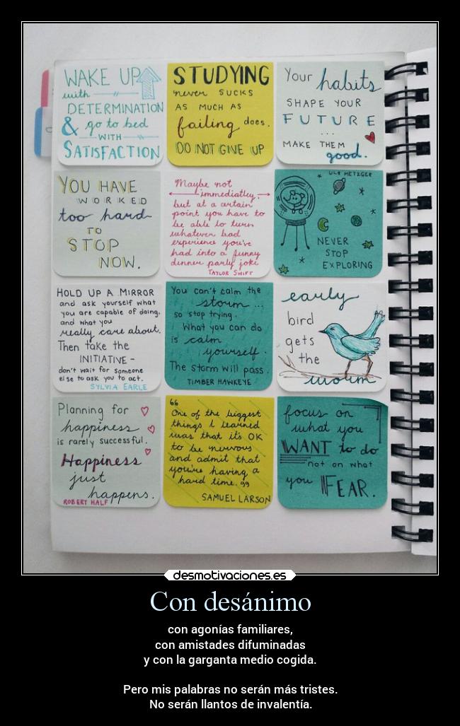Con desánimo - con agonías familiares,
con amistades difuminadas
y con la garganta medio cogida.
Pero mis palabras no serán más tristes.
No serán llantos de invalentía.
