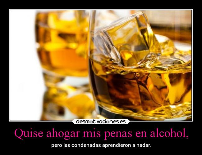 Quise ahogar mis penas en alcohol, -