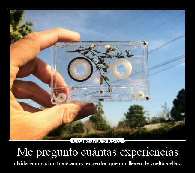 Me pregunto cuántas experiencias - olvidaríamos si no tuviéramos recuerdos que nos lleven de vuelta a ellas.