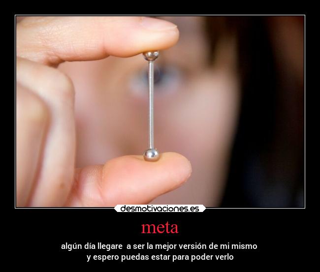 meta - algún día llegare  a ser la mejor versión de mi mismo 
y espero puedas estar para poder verlo