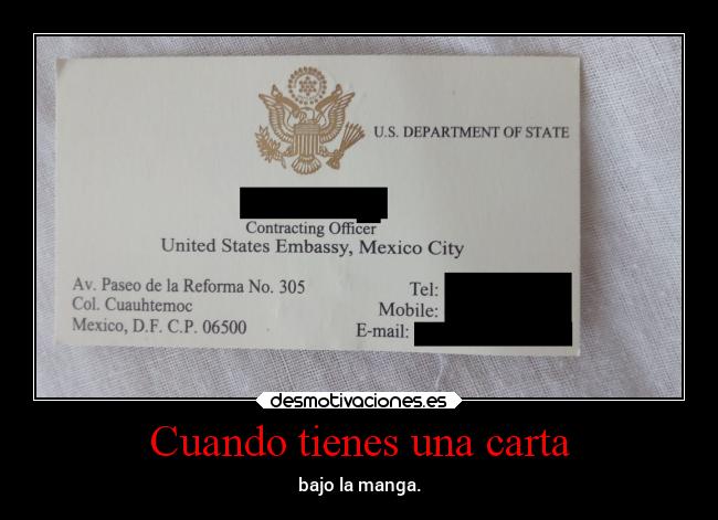 Cuando tienes una carta - bajo la manga.