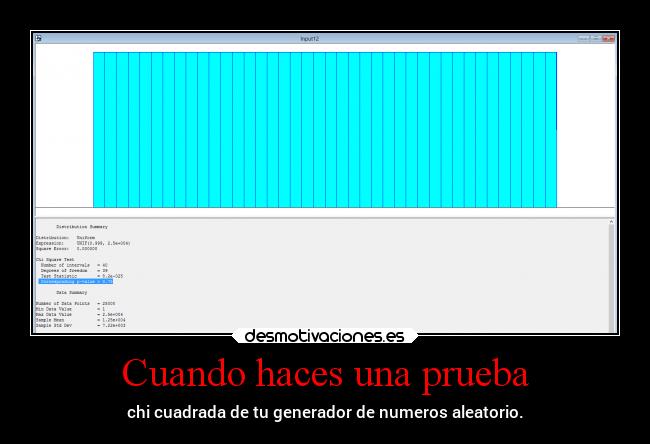 Cuando haces una prueba - chi cuadrada de tu generador de numeros aleatorio.