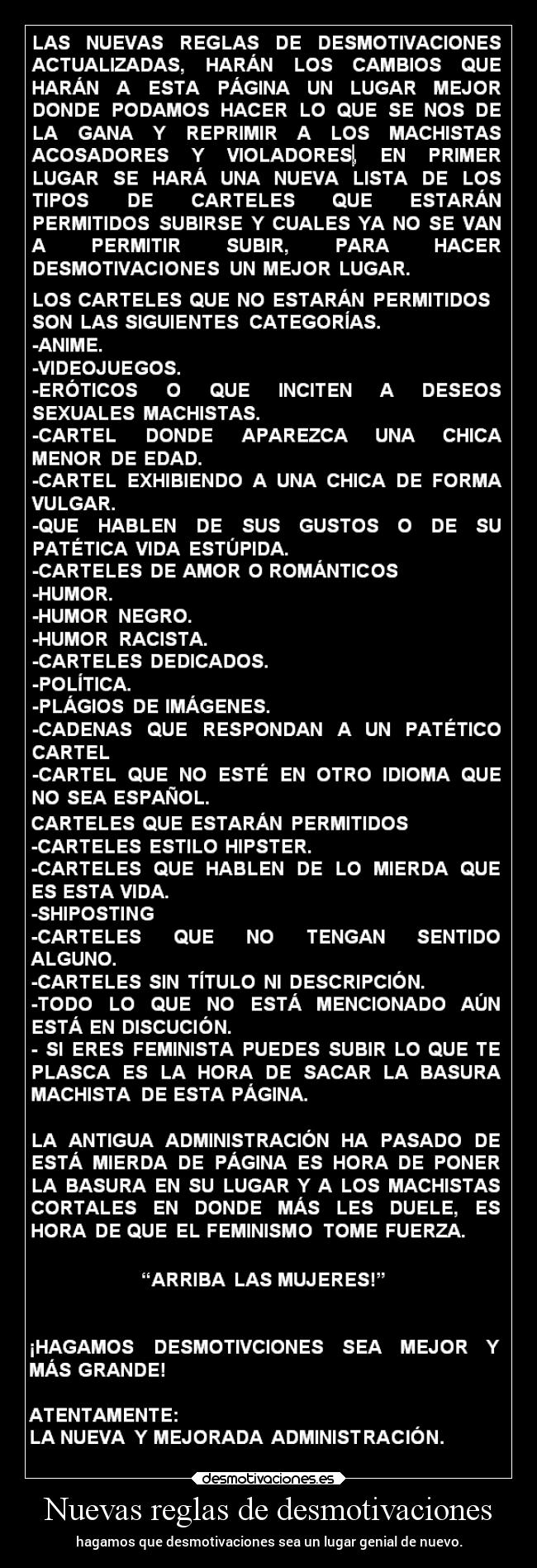 Nuevas reglas de desmotivaciones - hagamos que desmotivaciones sea un lugar genial de nuevo.