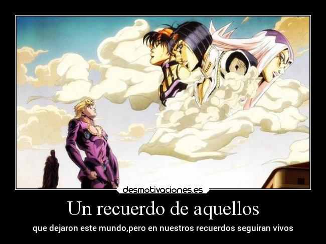 carteles vida jojos golden wind giorno bruno abaccio narancia desmotivaciones