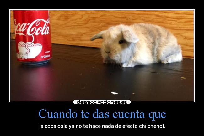 Cuando te das cuenta que - la coca cola ya no te hace nada de efecto chi chenol.