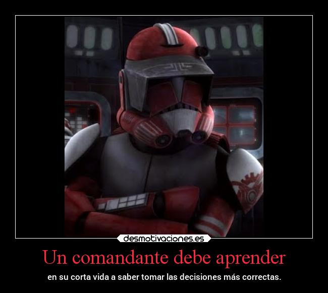 Un comandante debe aprender - en su corta vida a saber tomar las decisiones más correctas.