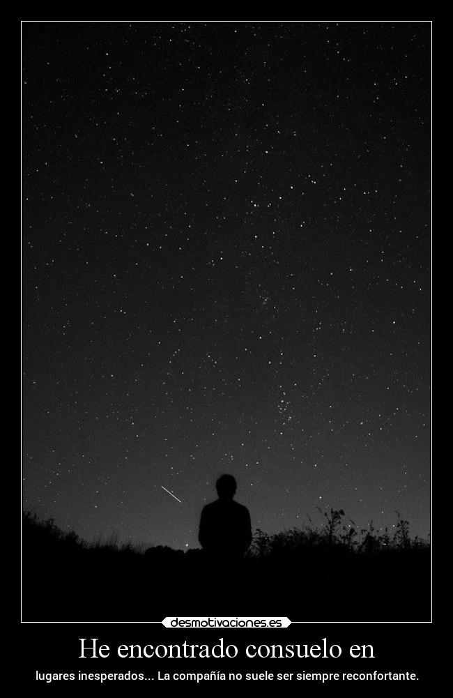He encontrado consuelo en - lugares inesperados... La compañía no suele ser siempre reconfortante.