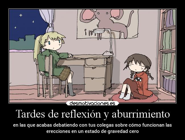 Tardes de reflexión y aburrimiento - en las que acabas debatiendo con tus colegas sobre cómo funcionan las
erecciones en un estado de gravedad cero