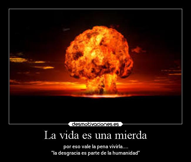 La vida es una mierda - por eso vale la pena vivirla....
la desgracia es parte de la humanidad