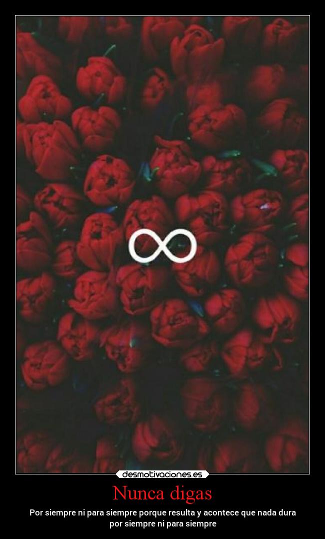 Nunca digas - Por siempre ni para siempre porque resulta y acontece que nada dura
por siempre ni para siempre