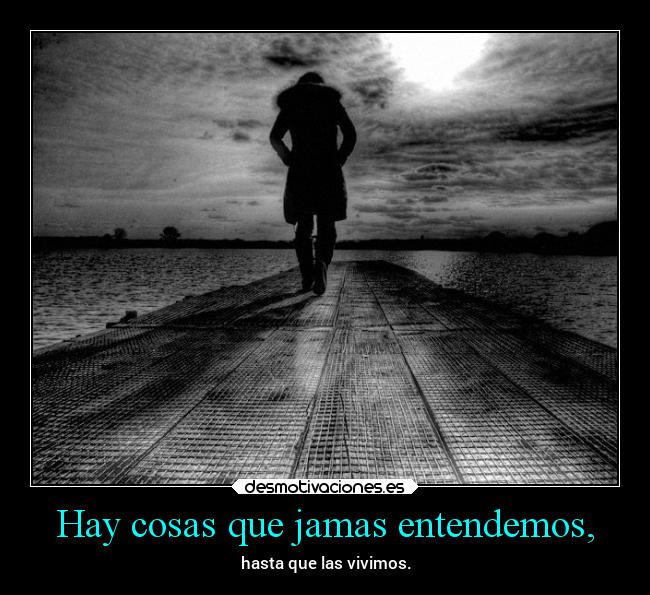 Hay cosas que jamas entendemos, - hasta que las vivimos.
