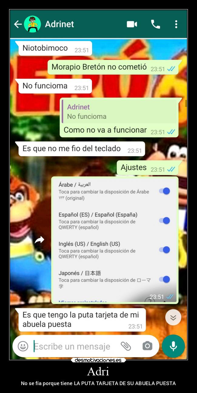 Adri - No se fía porque tiene LA PUTA TARJETA DE SU ABUELA PUESTA