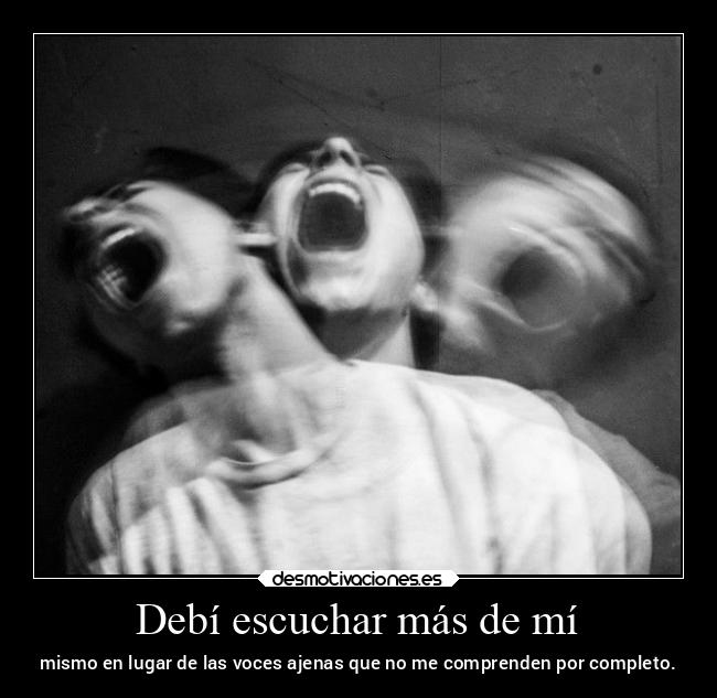 Debí escuchar más de mí - mismo en lugar de las voces ajenas que no me comprenden por completo.