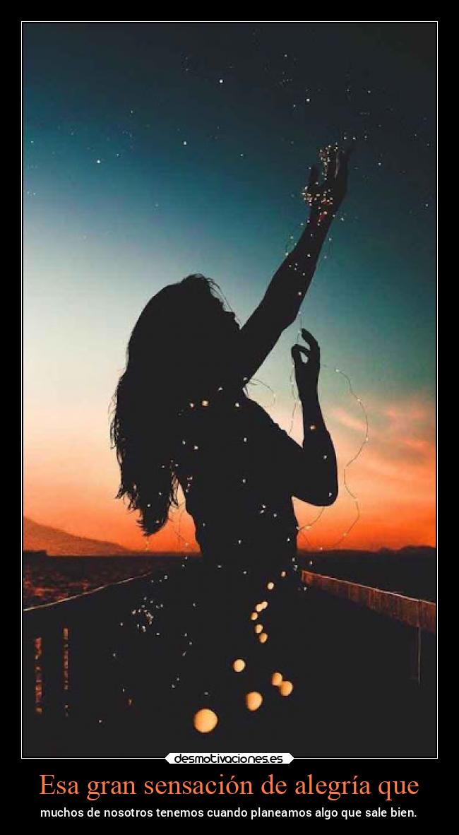 Esa gran sensación de alegría que - muchos de nosotros tenemos cuando planeamos algo que sale bien.