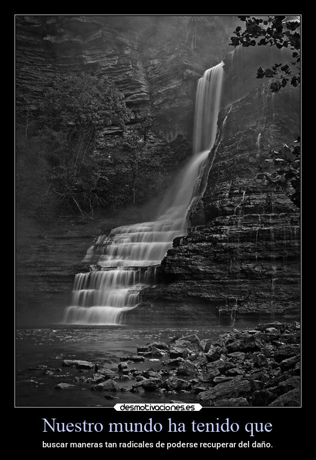 Nuestro mundo ha tenido que - buscar maneras tan radicales de poderse recuperar del daño.