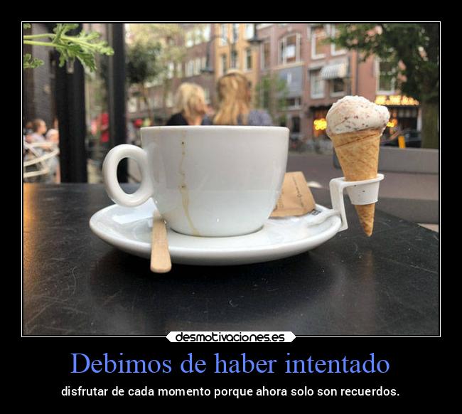 Debimos de haber intentado - disfrutar de cada momento porque ahora solo son recuerdos.