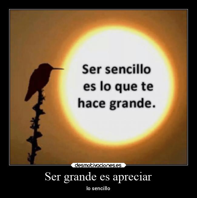 Ser grande es apreciar - lo sencillo