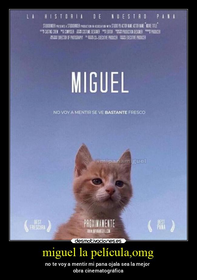 miguel la película,omg - no te voy a mentir mi pana ojala sea la mejor
obra cinematográfica