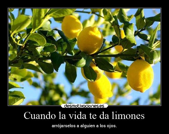 Cuando la vida te da limones - arrójarselos a alguien a los ojos.