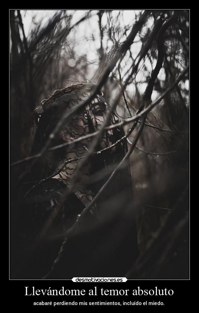 Llevándome al temor absoluto - acabaré perdiendo mis sentimientos, incluído el miedo.