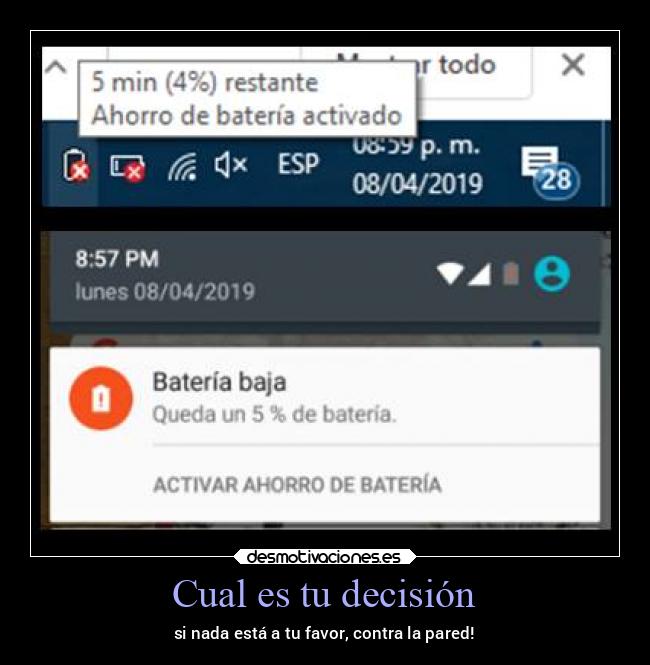 Cual es tu decisión - si nada está a tu favor, contra la pared!