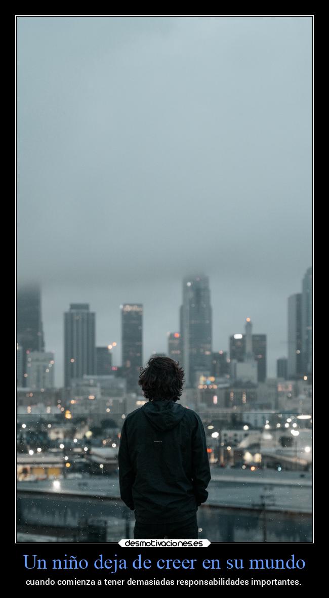 Un niño deja de creer en su mundo -