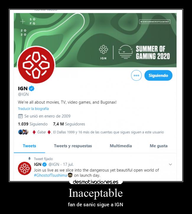 Inaceptable - fan de sanic sigue a IGN