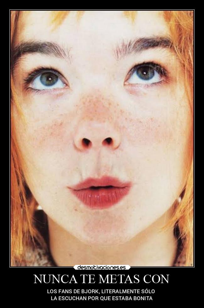 NUNCA TE METAS CON - LOS FANS DE BJORK, LITERALMENTE SÓLO
LA ESCUCHAN POR QUE ESTABA BONITA