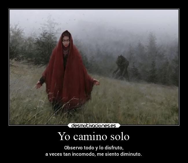 Yo camino solo - Observo todo y lo disfruto,
a veces tan incomodo, me siento diminuto.