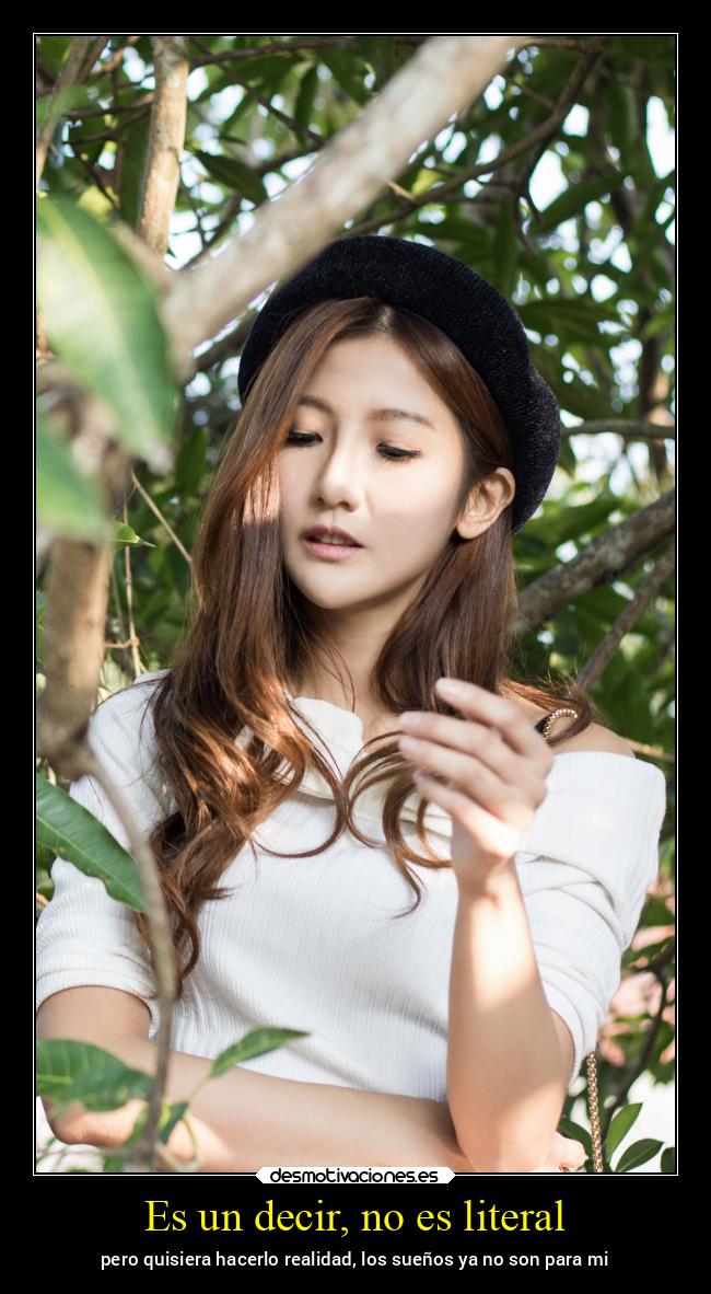 Es un decir, no es literal - pero quisiera hacerlo realidad, los sueños ya no son para mi