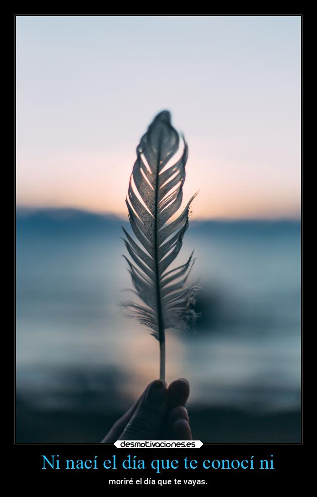 Ni nací el día que te conocí ni - moriré el día que te vayas.