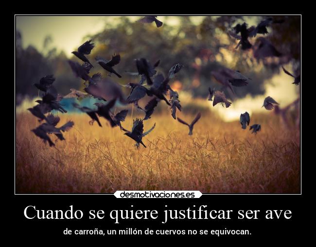 Cuando se quiere justificar ser ave - de carroña, un millón de cuervos no se equivocan.