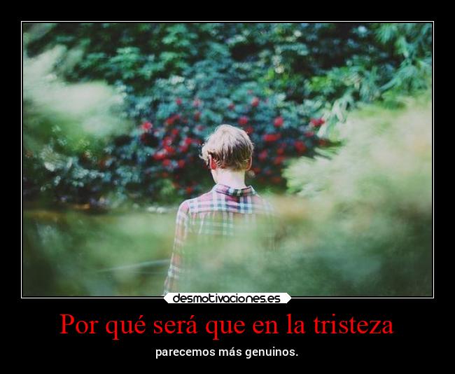 Por qué será que en la tristeza - parecemos más genuinos.
