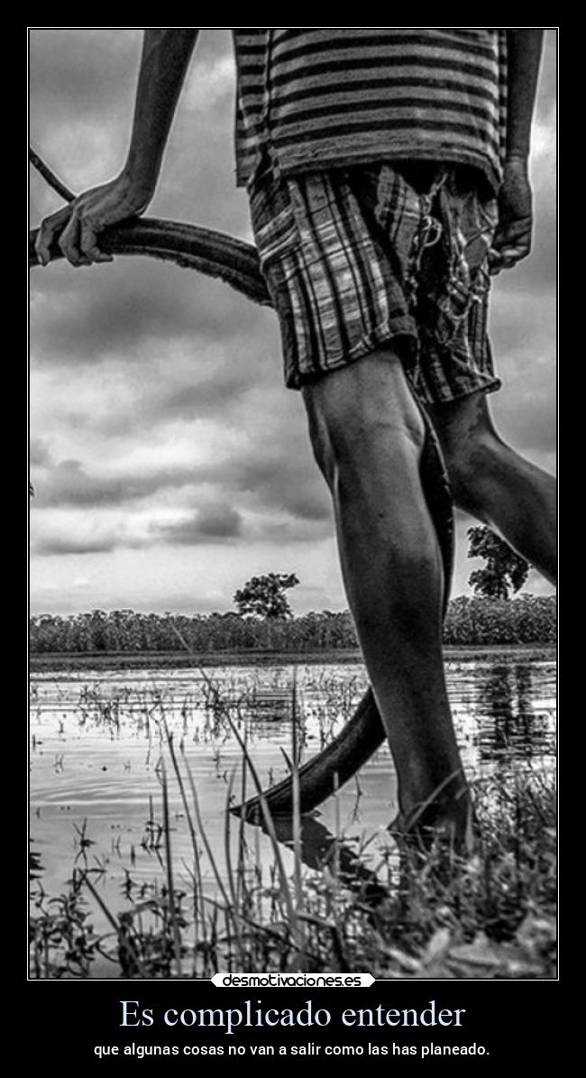 Es complicado entender - que algunas cosas no van a salir como las has planeado.