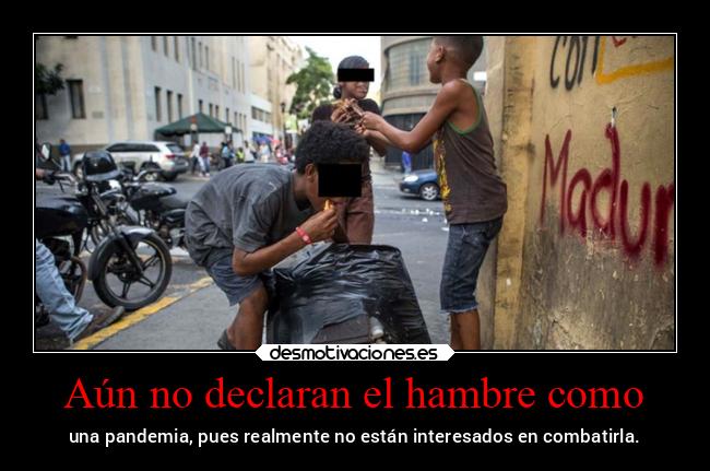 Aún no declaran el hambre como - una pandemia, pues realmente no están interesados en combatirla.