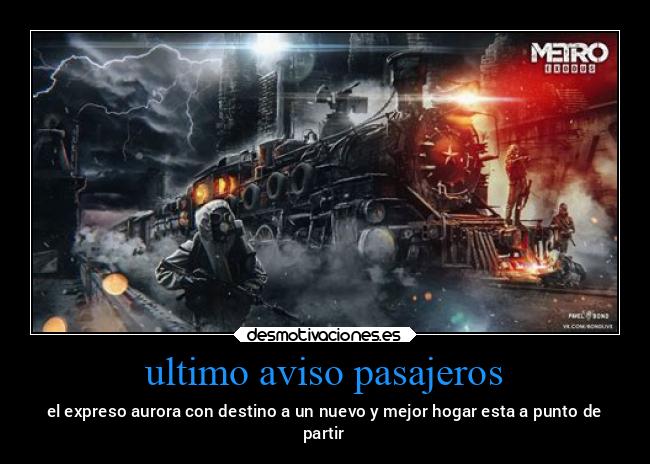ultimo aviso pasajeros - el expreso aurora con destino a un nuevo y mejor hogar esta a punto de
partir
