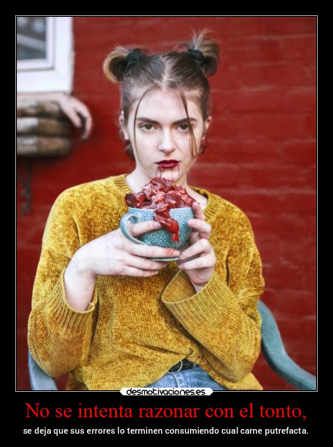 No se intenta razonar con el tonto, - se deja que sus errores lo terminen consumiendo cual carne putrefacta.