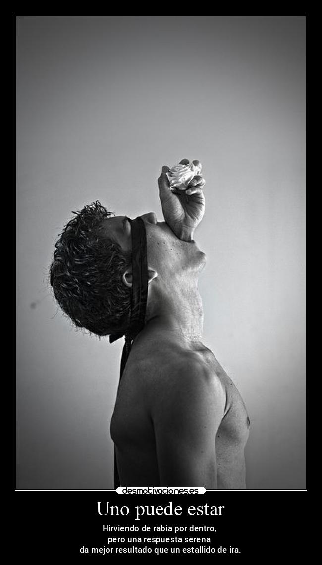 Uno puede estar - Hirviendo de rabia por dentro,
pero una respuesta serena
da mejor resultado que un estallido de ira.