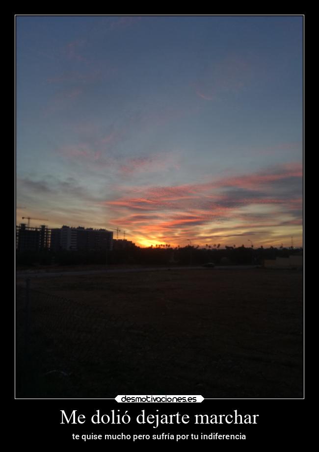 Me dolió dejarte marchar - te quise mucho pero sufría por tu indiferencia