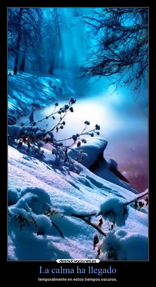 La calma ha llegado - temporalmente en estos tiempos oscuros.