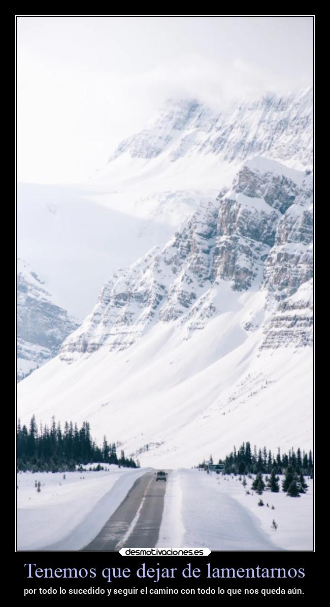 Tenemos que dejar de lamentarnos - por todo lo sucedido y seguir el camino con todo lo que nos queda aún.